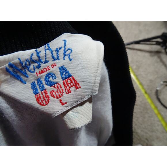 Vtg Westark Black Satin PPG Logo Bomber Varsity Jacket Large Pittsburgh Paints - Picture 6 of 9